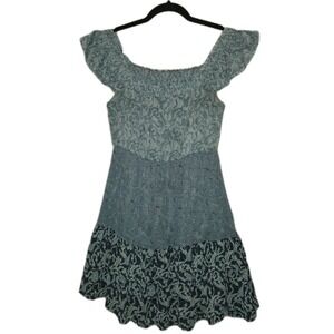 REWIND Tiered Flutter Sleeve Dress Junior's Size Medium Sundress Flowy Boho Chic